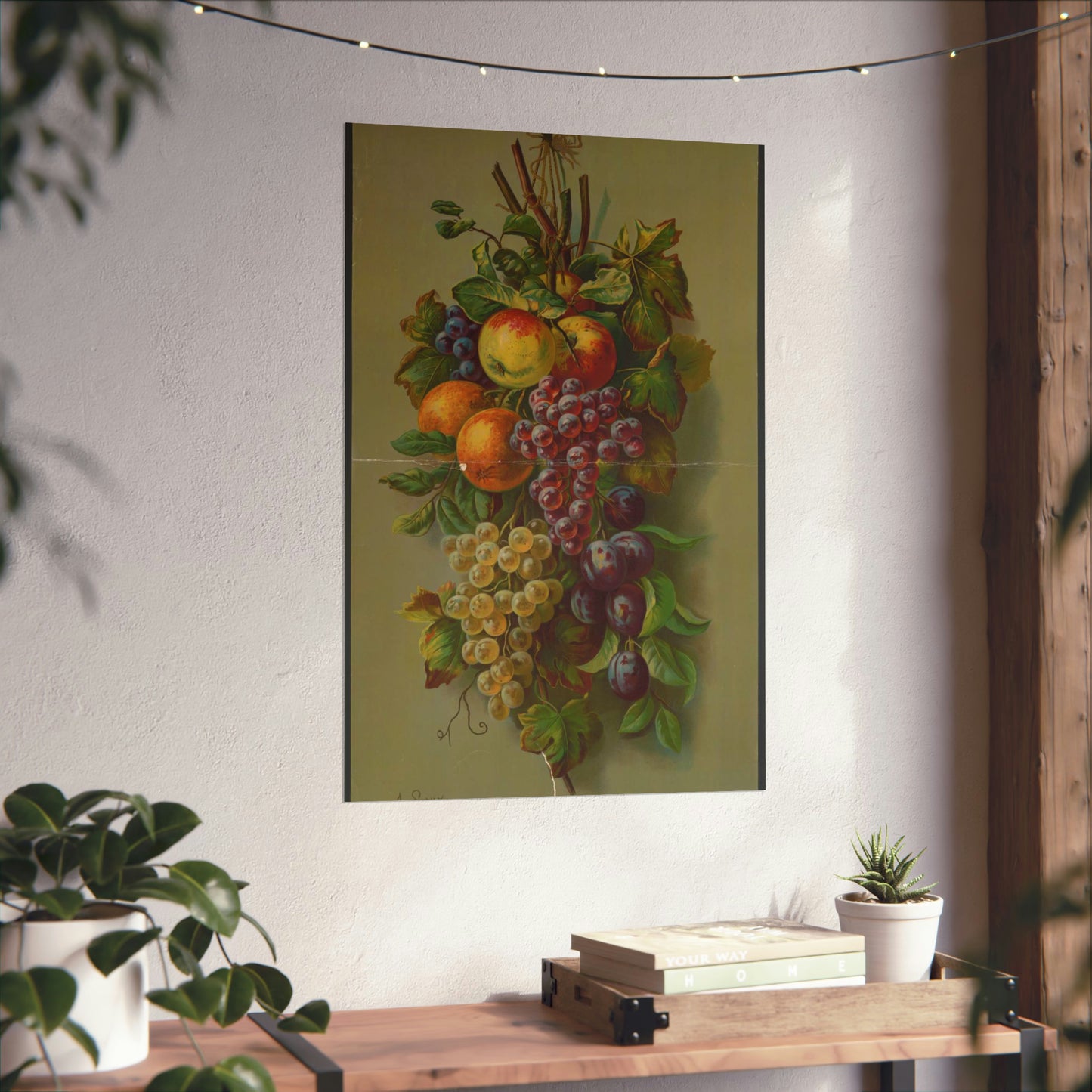 Apples, Plums & grapes, no. 8266 High Quality Matte Wall Art Poster for Home, Office, Classroom