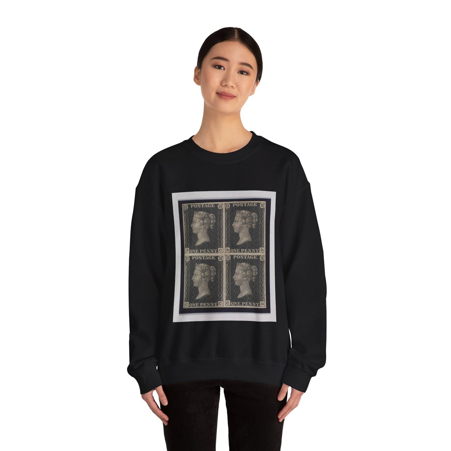 "Penny Black" postage stamps - postal stamp Black Heavy Blend Adult Crew Neck SweatShirt