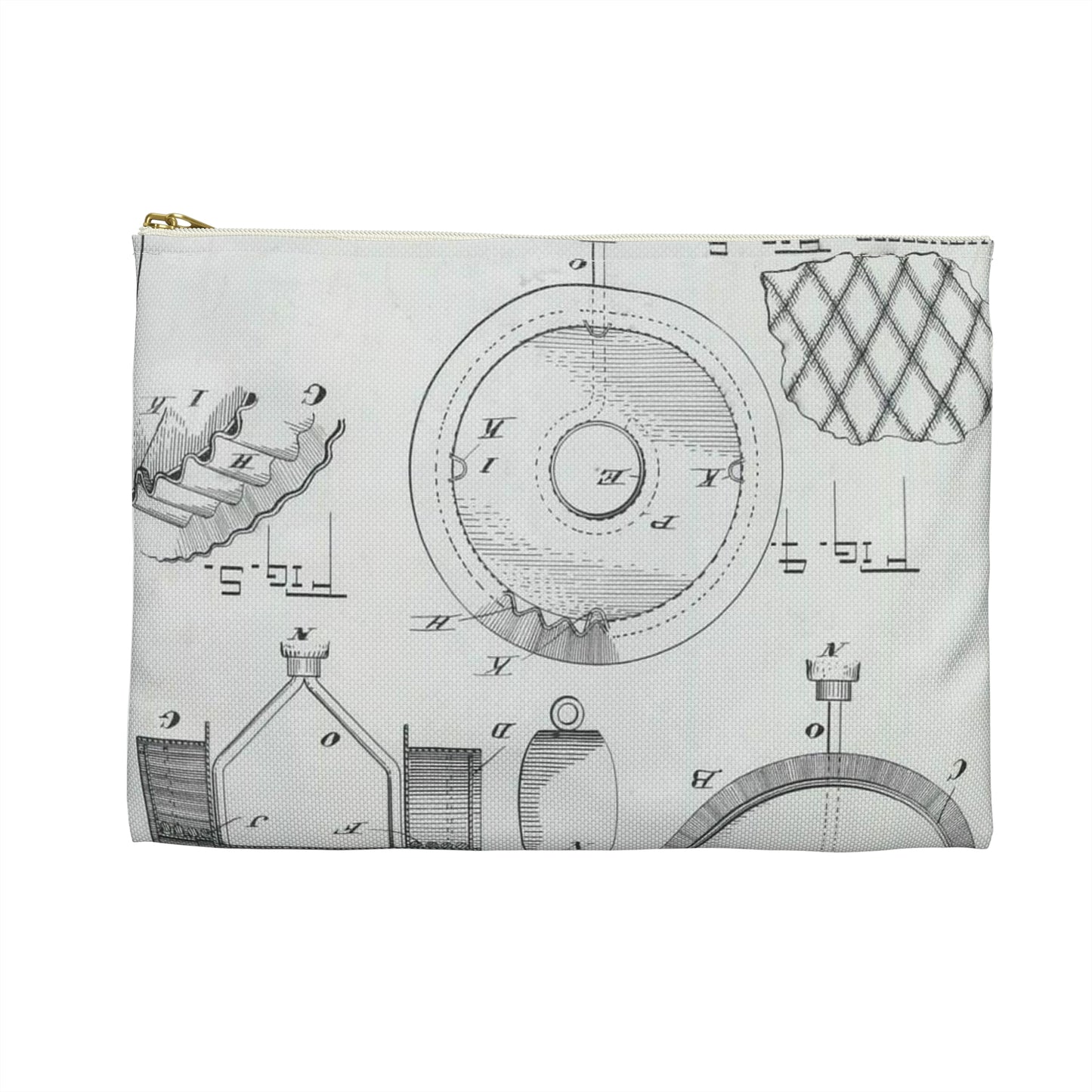 Patent Drawing of Engine - for G. W. Baier's Cake or Doughnut Cutter Public domain  image Large Organizer Pouch with Black Zipper