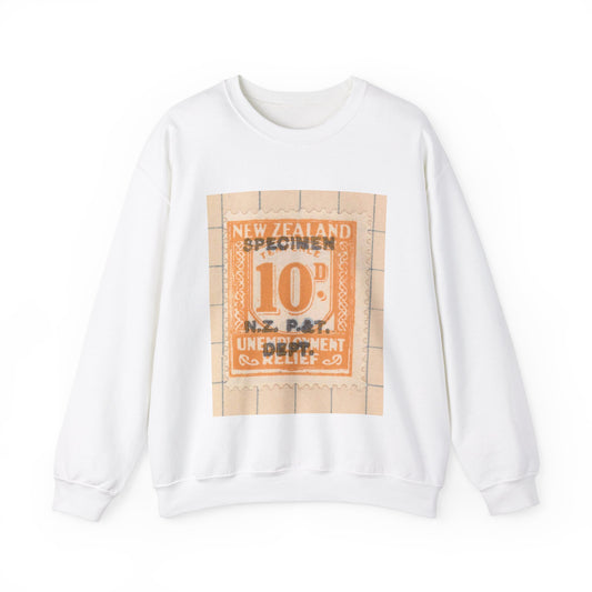 Ten penny Unemployment Relief stamp overprinted 'Specimen' White Heavy Blend Adult Crew Neck SweatShirt