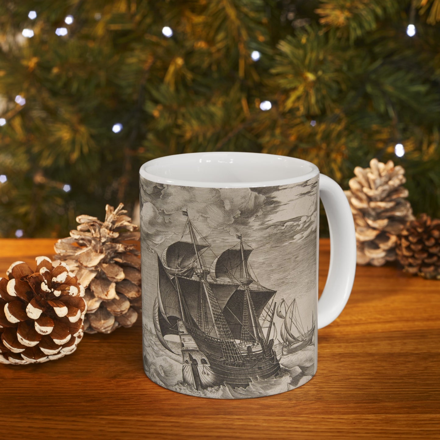 A Dutch Hulk and a Boeier from The Sailing Vessels Beautiful Novelty Ceramic Coffee Mug 11oz