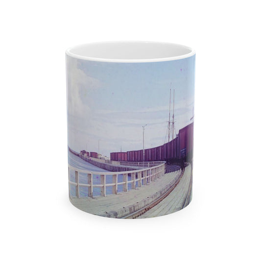 Sorochya Bay. Railroad dam in the Soroka inlet.  Arkhangelsk Province, Russia.  Beautiful Novelty Ceramic Coffee Mug 11oz