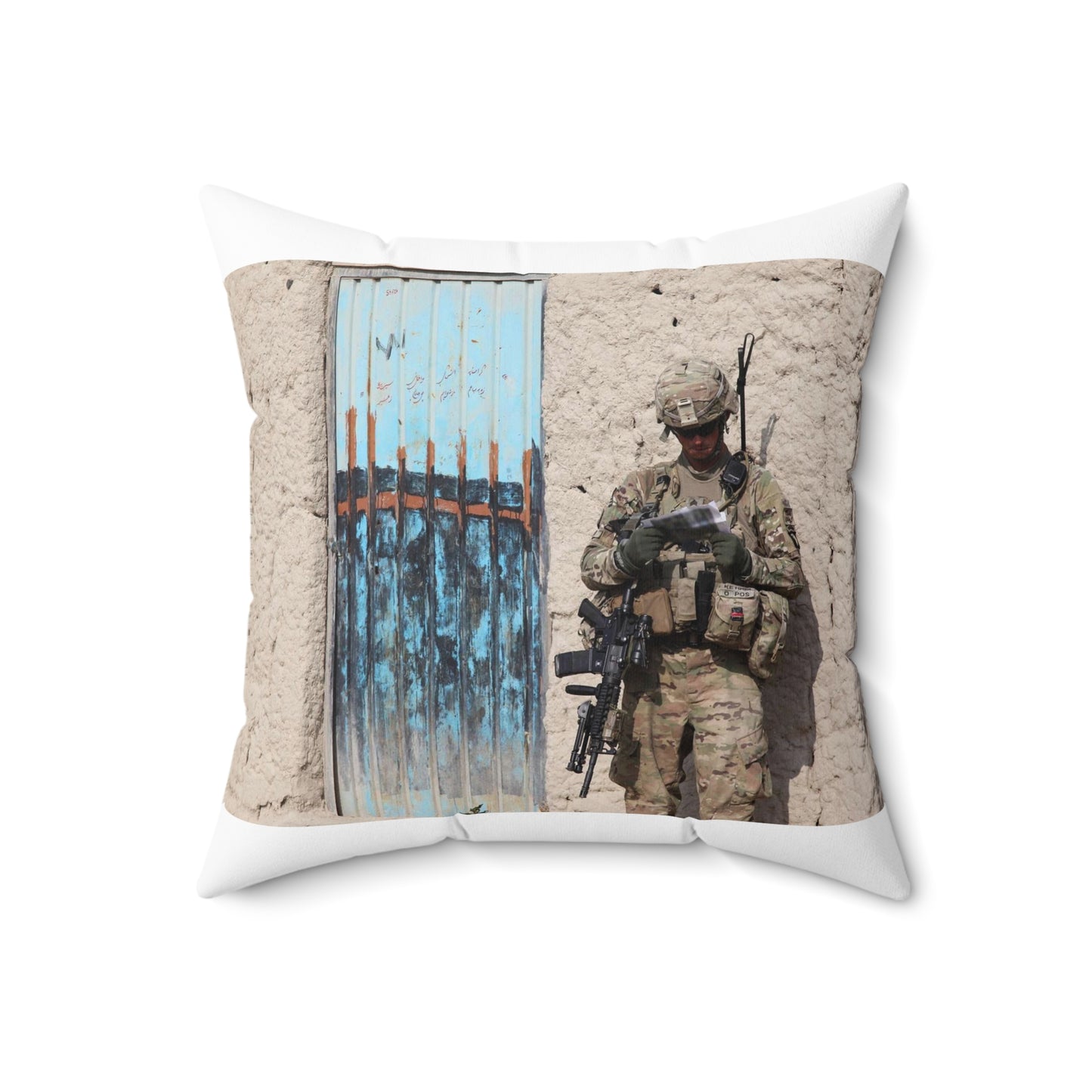 U.S. Army Sgt. Keith Keller, a combat engineer assigned Decorative Accent Square Pillow