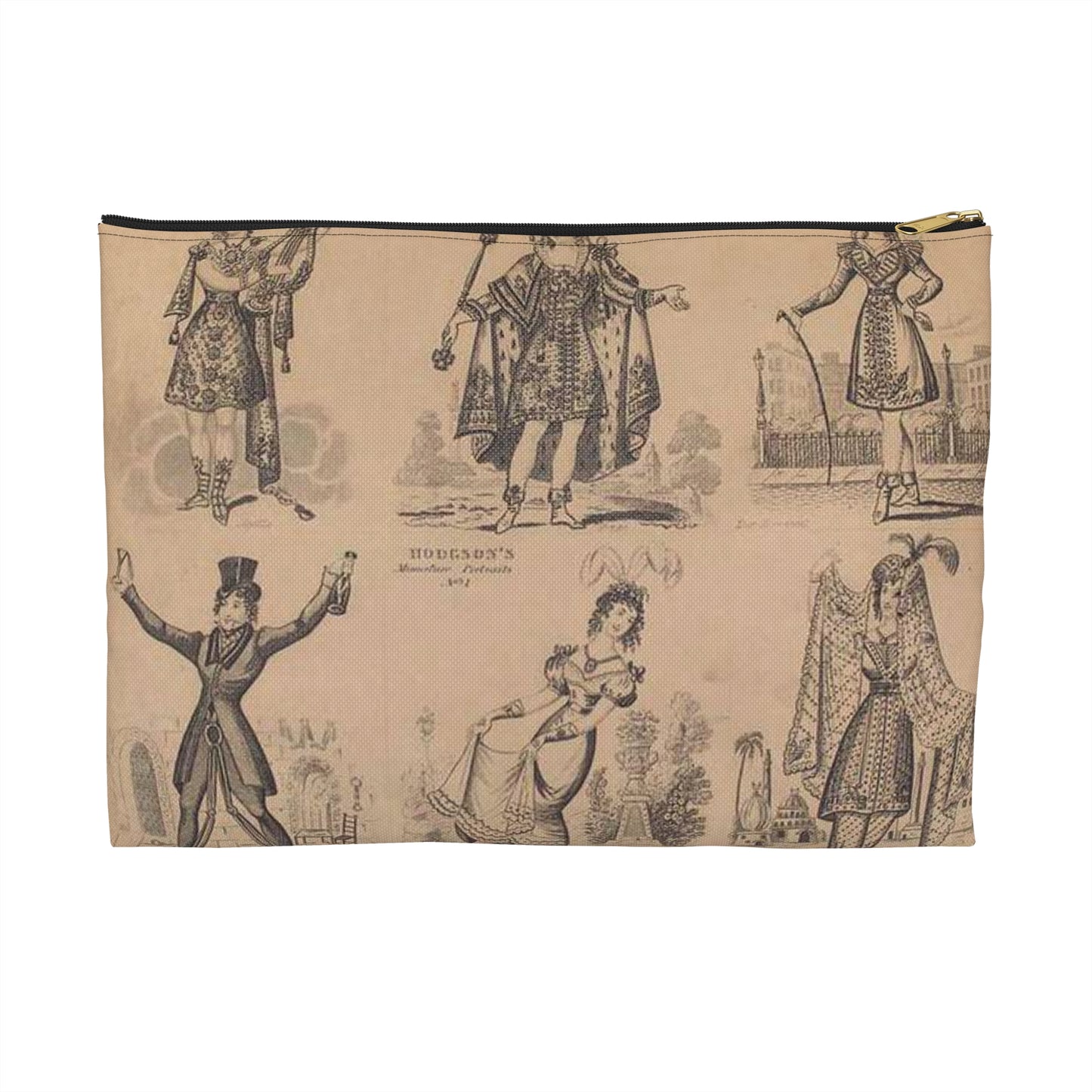 Madame Vestris in six favorite characters (Apollo, Page, Don Giovanni, Captain Macheath, Maria Darlington, and Mandane) Large Organizer Pouch with Black Zipper