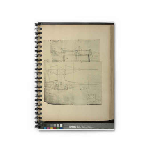 Patent drawing - Planche I et II du brevet n° 111.574 pris en France le 16 février 1876, par Penaud et Gauchot, pour «Un aéro-plane ou appareil aérien volant». Public domain  image Spiral Bound Ruled Notebook with Printed Cover