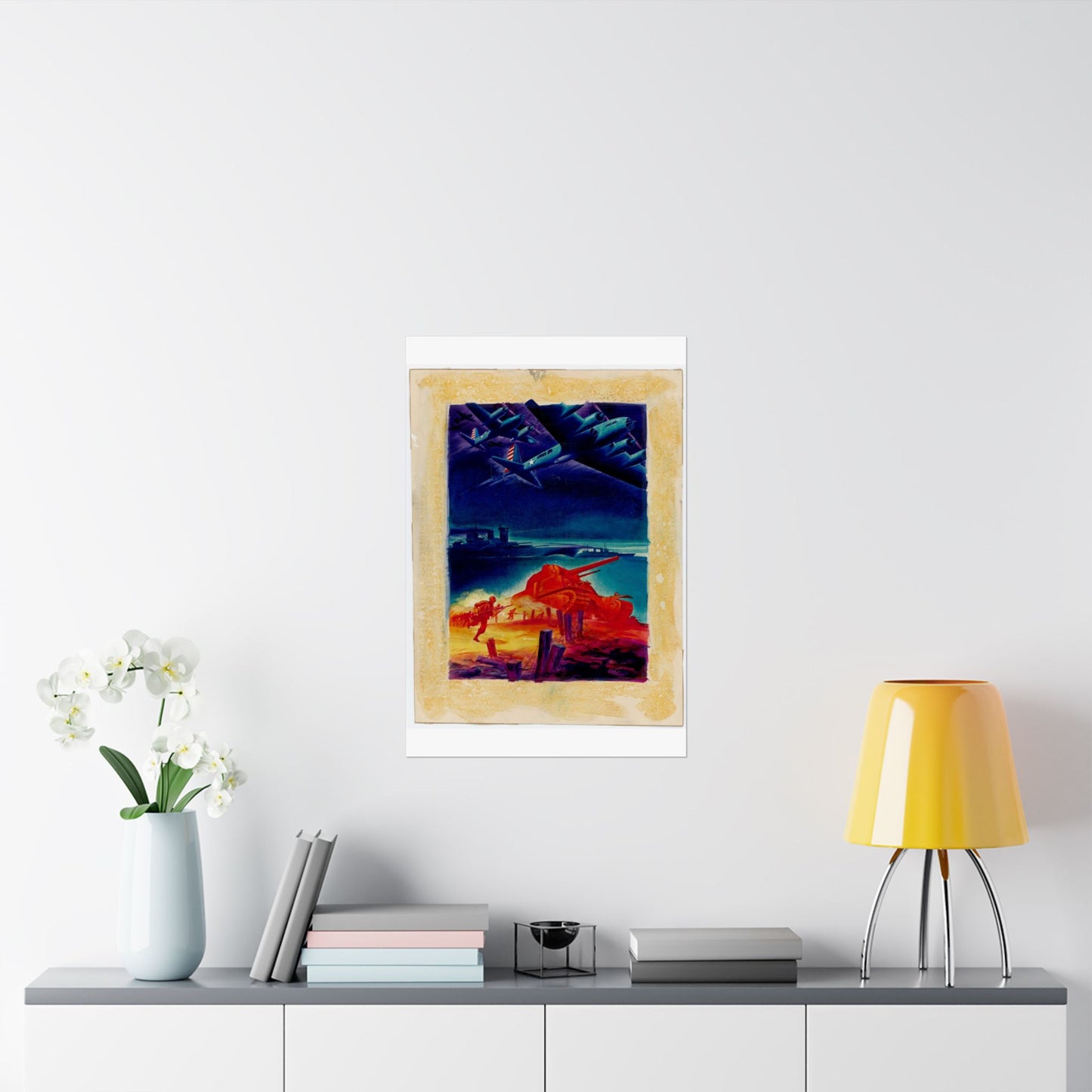 [Infantry, tanks, ships, airplanes attacking] [R.G.] High Quality Matte Wall Art Poster for Home, Office, Classroom