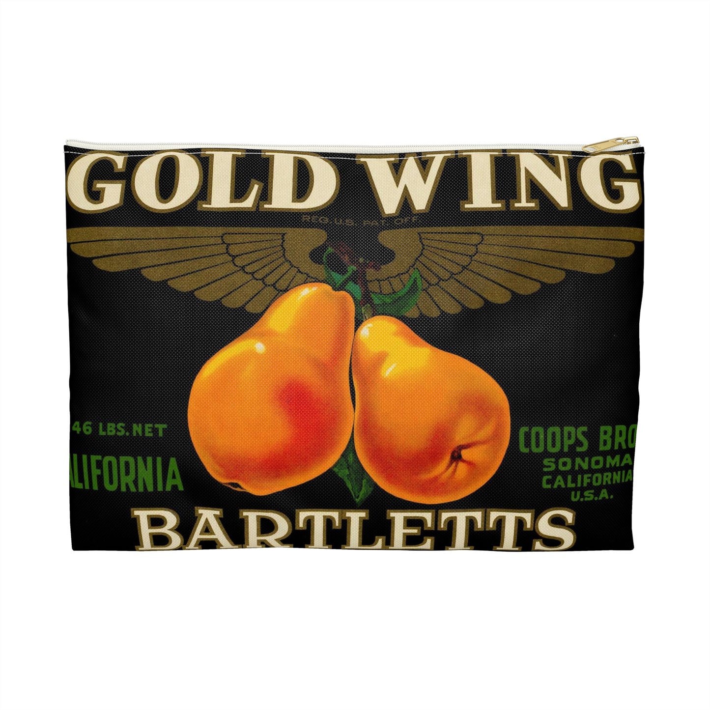 Gold Wing: Bartletts, California, Coops Bros., Sonoma, California, U.S.A. Large Organizer Pouch with Black Zipper