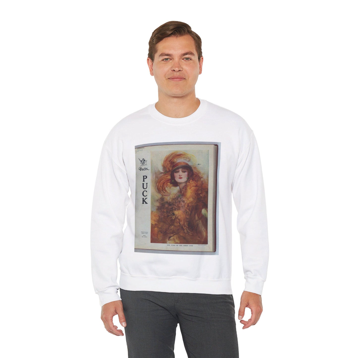 The lure of the green eyes / painted by W.H. Barribal. White Heavy Blend Adult Crew Neck SweatShirt