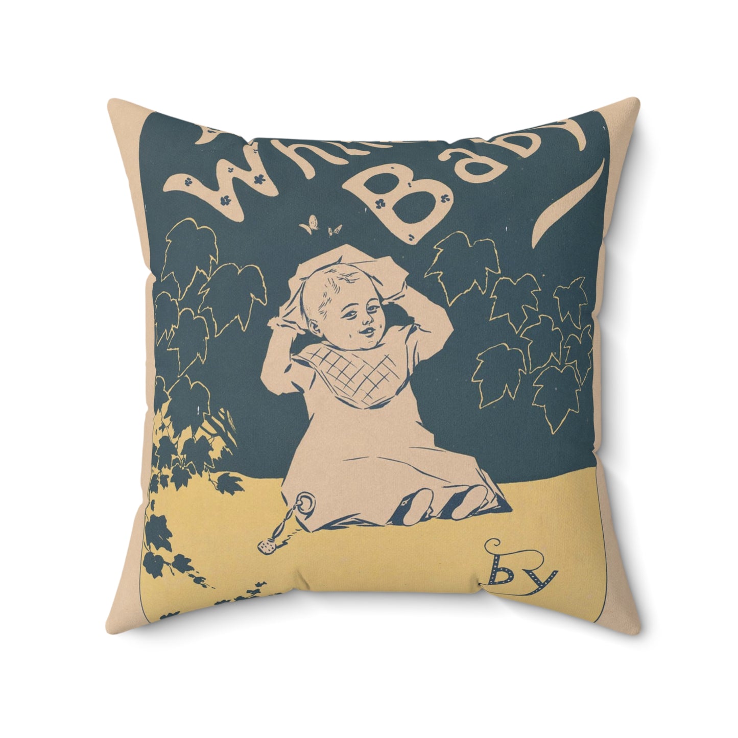 A white baby by James Welsh - Art Deco public domain image Decorative Accent Square Pillow