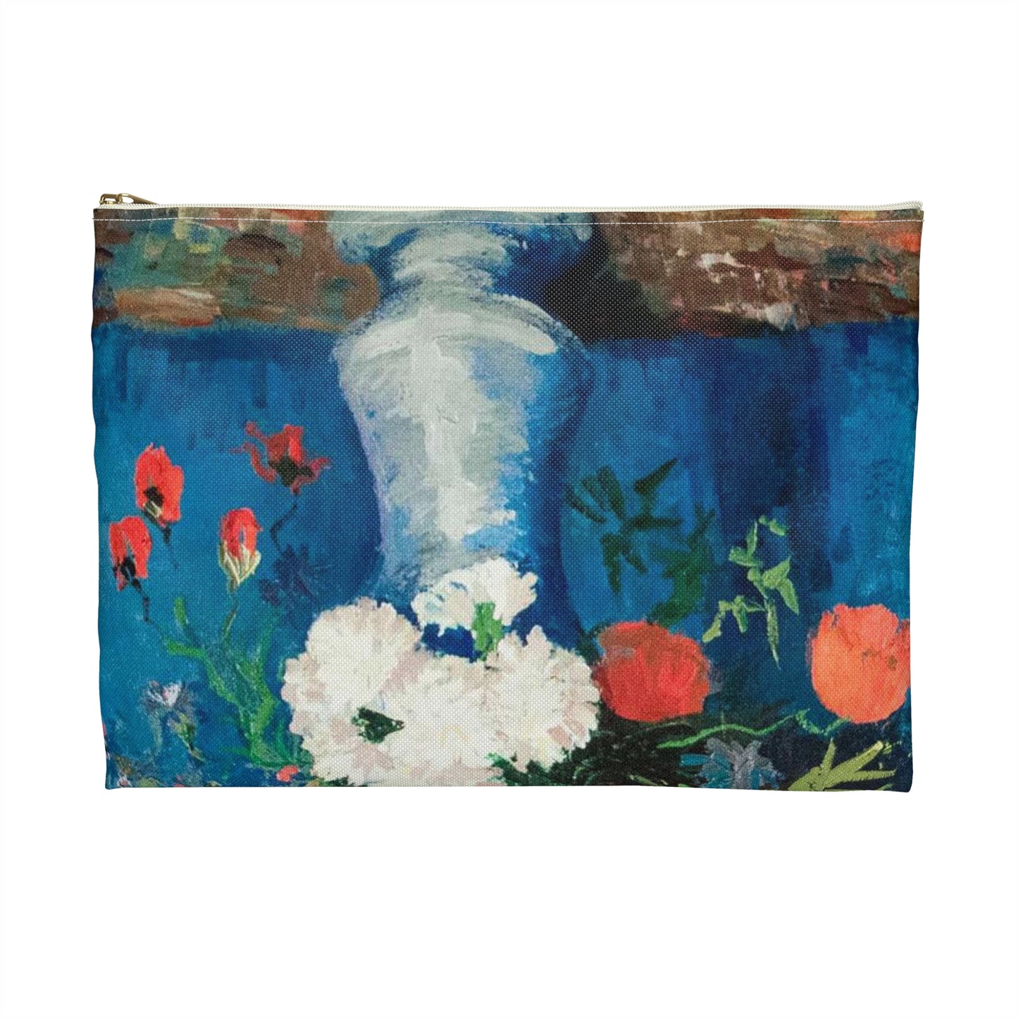 Still life of flowers by Vincent van Gogh - My Dream Large Organizer Pouch with Black Zipper