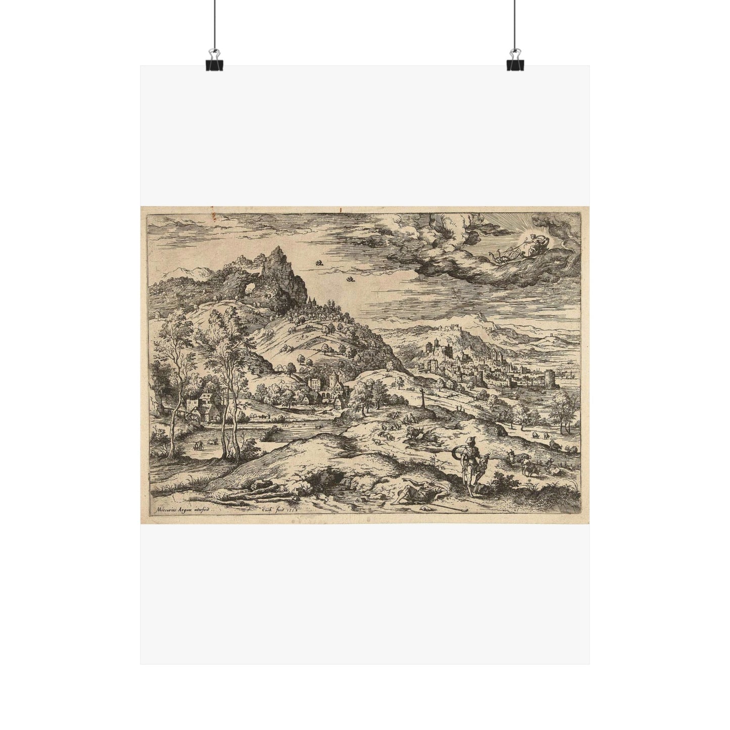 Hieronymus Cock - Mercurius met het hoofd van Argus High Quality Matte Wall Art Poster for Home, Office, Classroom