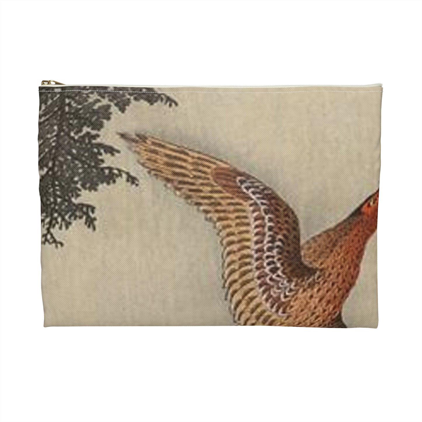 Koson - quail-over-the-forest, Ohara Koson Large Organizer Pouch with Black Zipper