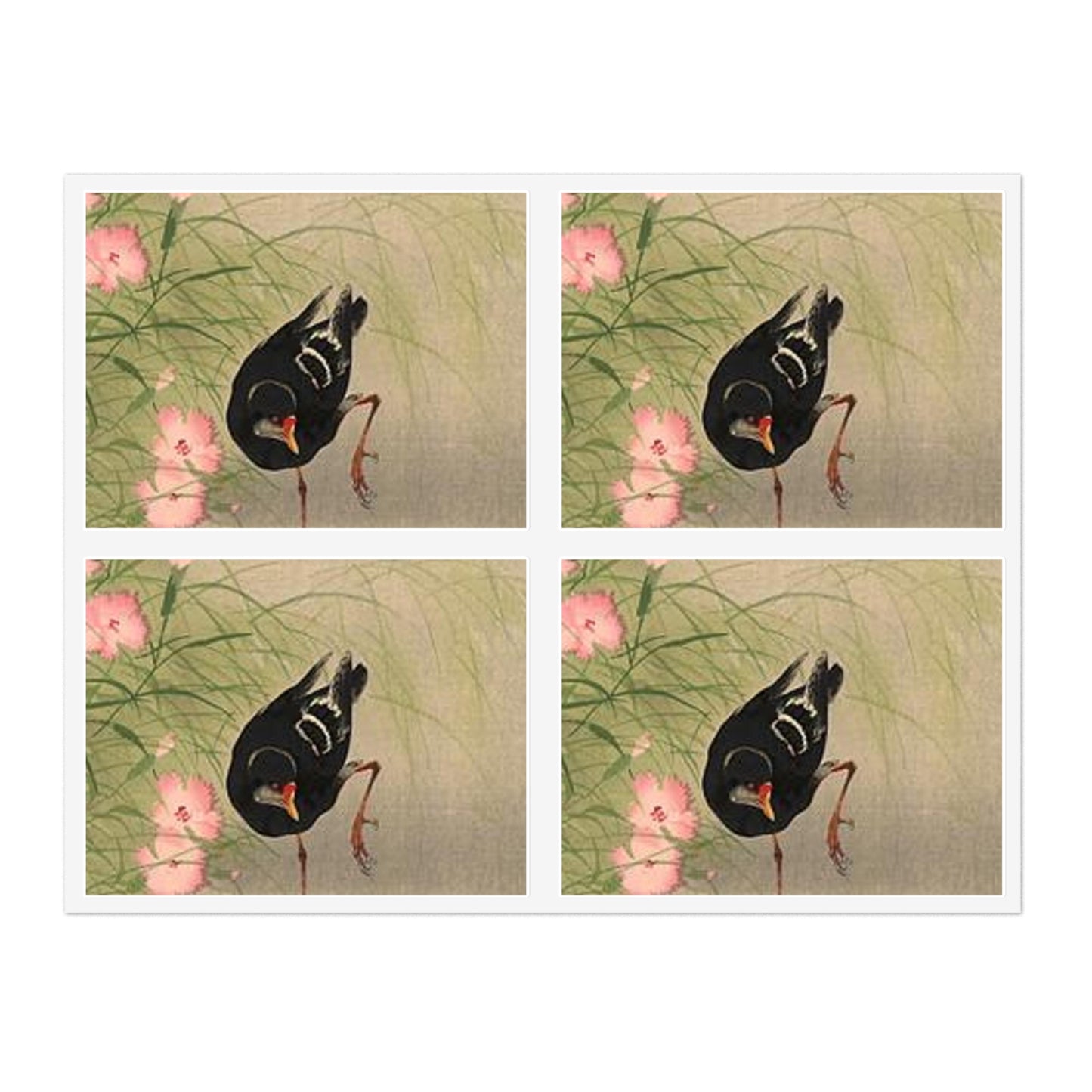 Koson - gallinule-bird-and-water-strider, Ohara Koson Laminated UV Protective Vinyl Stickers