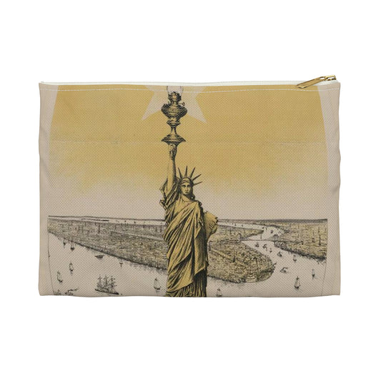 The great Bartholdi statue, Liberty enlightening the world with the world renowned and beautiful Star Lamp. Large Organizer Pouch with Black Zipper