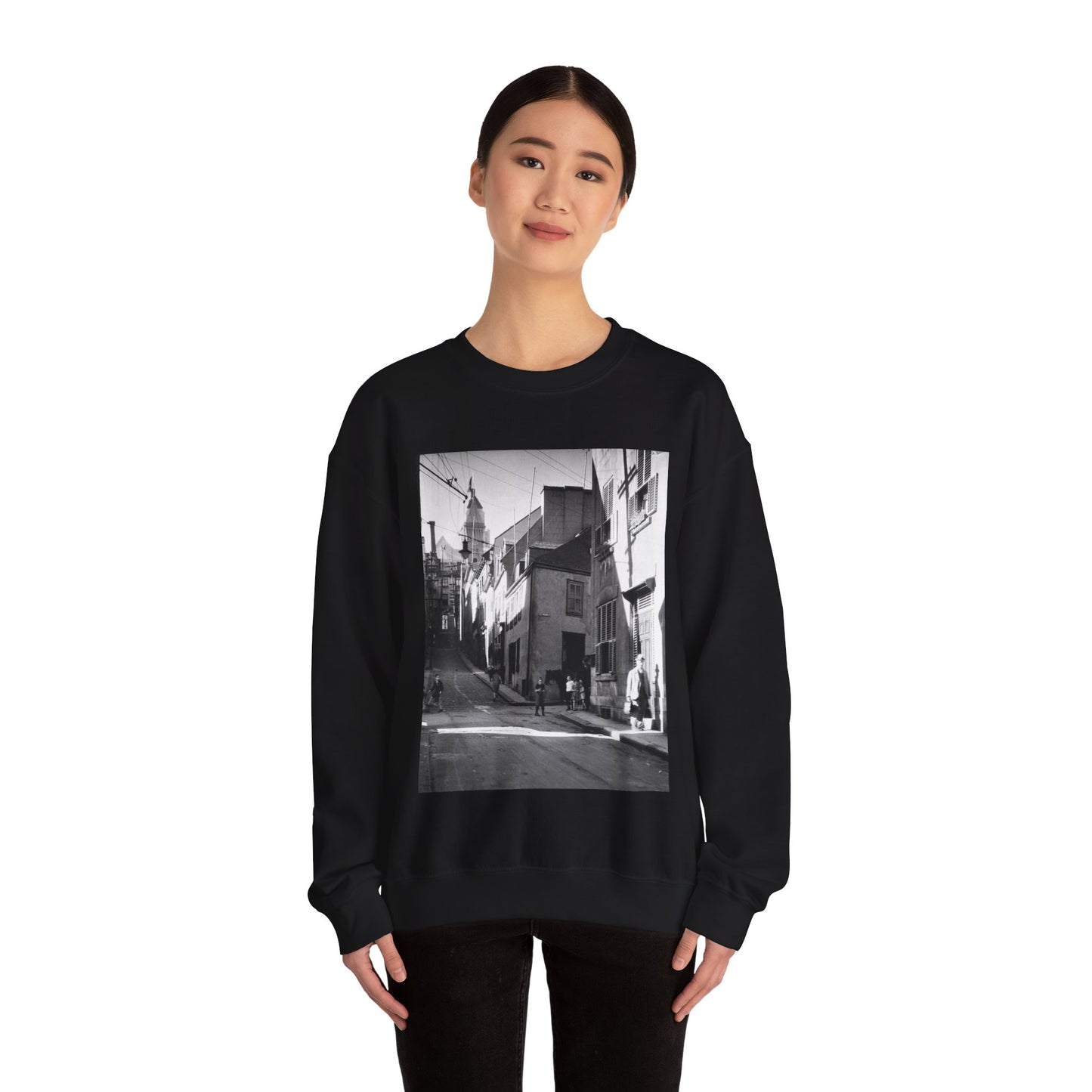 Rue St-Flavien, Quebec City, 1932 Black Heavy Blend Adult Crew Neck SweatShirt