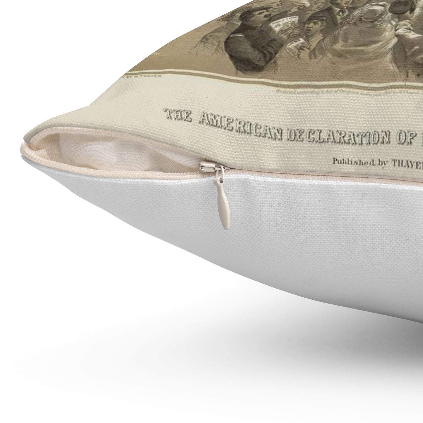 The American Declaration of Independence illustrated / Fabronious ; designed by R. Thayer ; L. Prang & Co. Lith., Boston. Decorative Accent Square Pillow