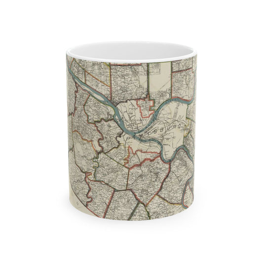 Farm line map of Allegheny County, Pennsylvania / Beautiful Novelty Ceramic Coffee Mug 11oz