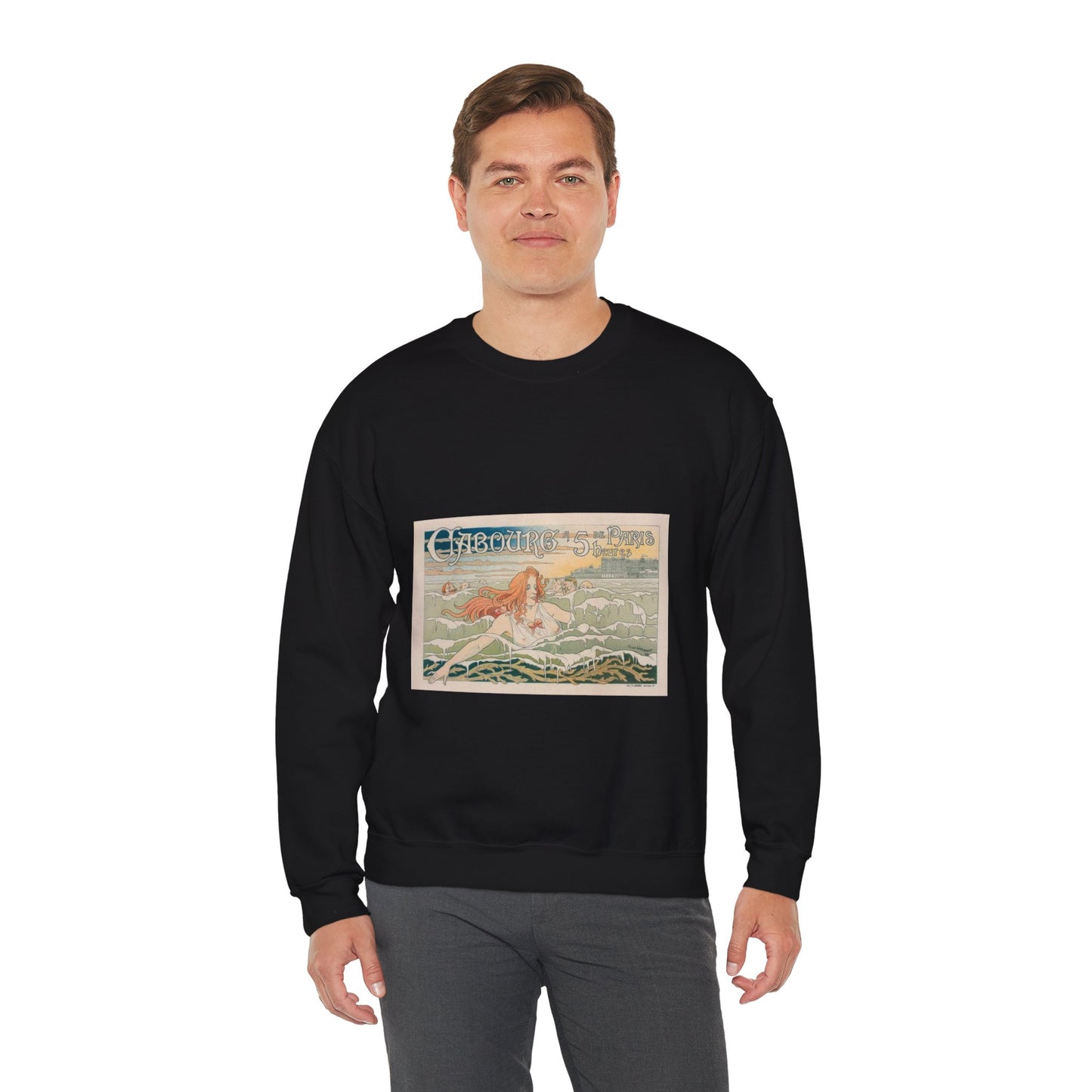 Affiche belge pour le "Casino de Cabourg". Black Heavy Blend Adult Crew Neck SweatShirt