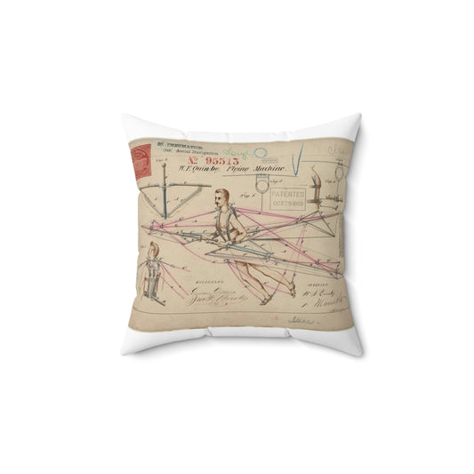 Patent drawing - for a Flying Machine Public domain  image Decorative Accent Square Pillow