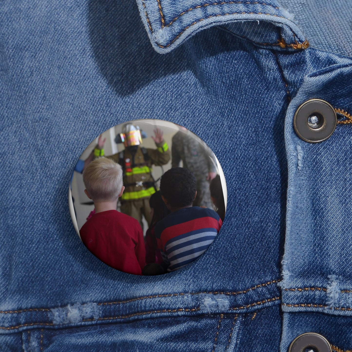 Students from Samuel P. Langley Elementary School, Pin Buttons with Crisp Design