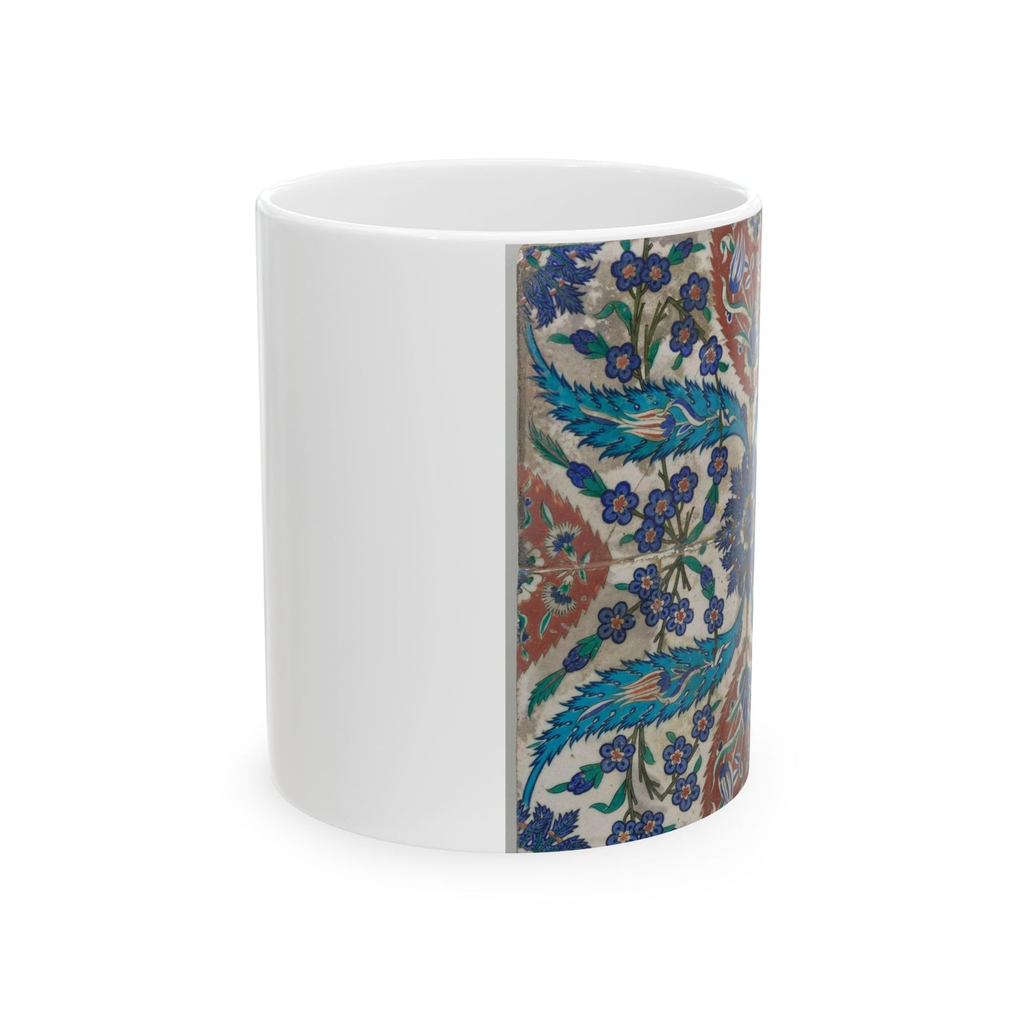 Tegeltableau van vier met een samenhangend patroon van palmetten, bladvormen en bloemen versierde tegels Beautiful Novelty Ceramic Coffee Mug 11oz