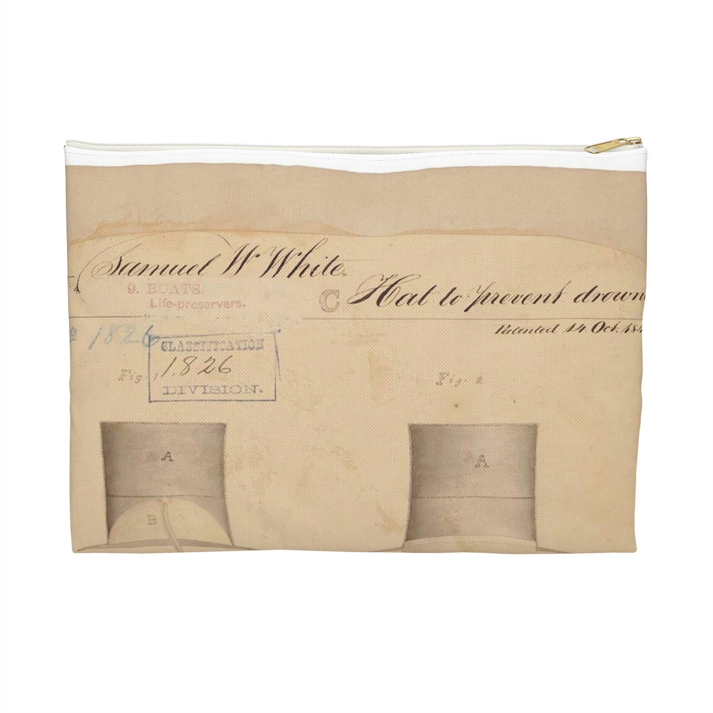 Patent drawing - Drawing of Hat to Prevent Drowning Public domain  image Large Organizer Pouch with Black Zipper