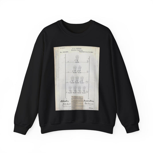 Patent drawing - for T. A. Edison's Electric Lighting Public domain  image Black Heavy Blend Adult Crew Neck SweatShirt