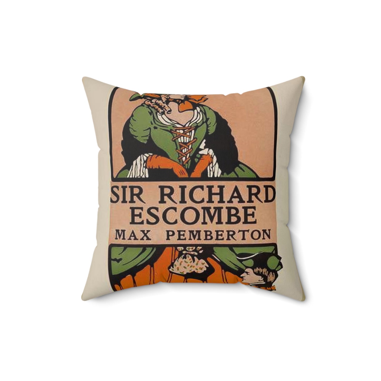 Sir Richard Escombe. - Drawing. Public domain image. Decorative Accent Square Pillow