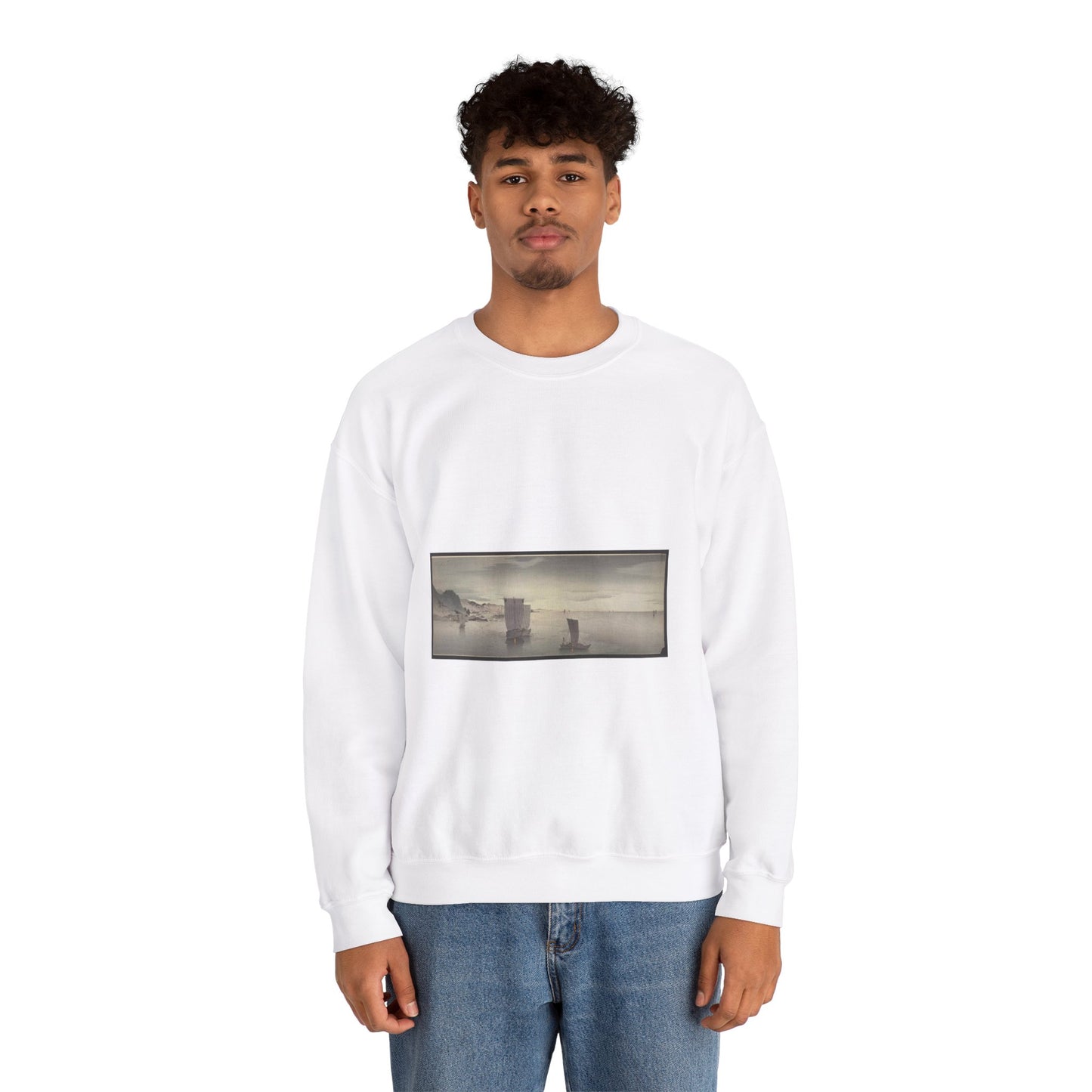 Yūgure no hansen - Public domain portrait drawing  White Heavy Blend Adult Crew Neck SweatShirt