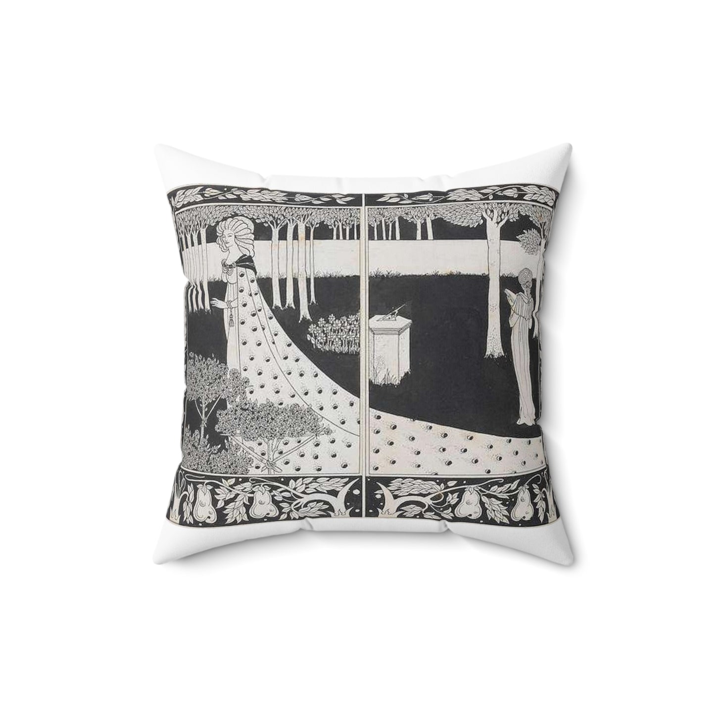 Aubrey Beardsley - La Beale Isould at Joyous Gard Decorative Accent Square Pillow