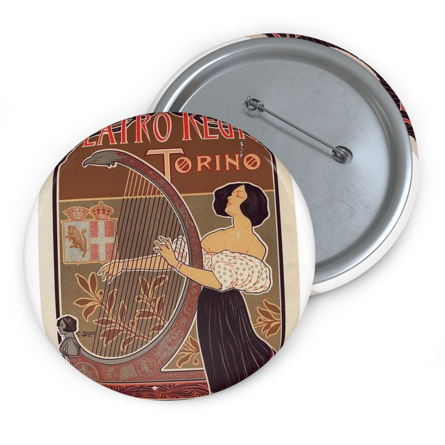 Affiche italienne pour le "Théâtre royal de Turin" Pin Buttons with Crisp Design