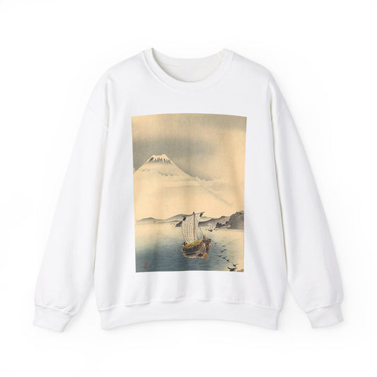 Koson - mount-fuji, Ohara Koson White Heavy Blend Adult Crew Neck SweatShirt