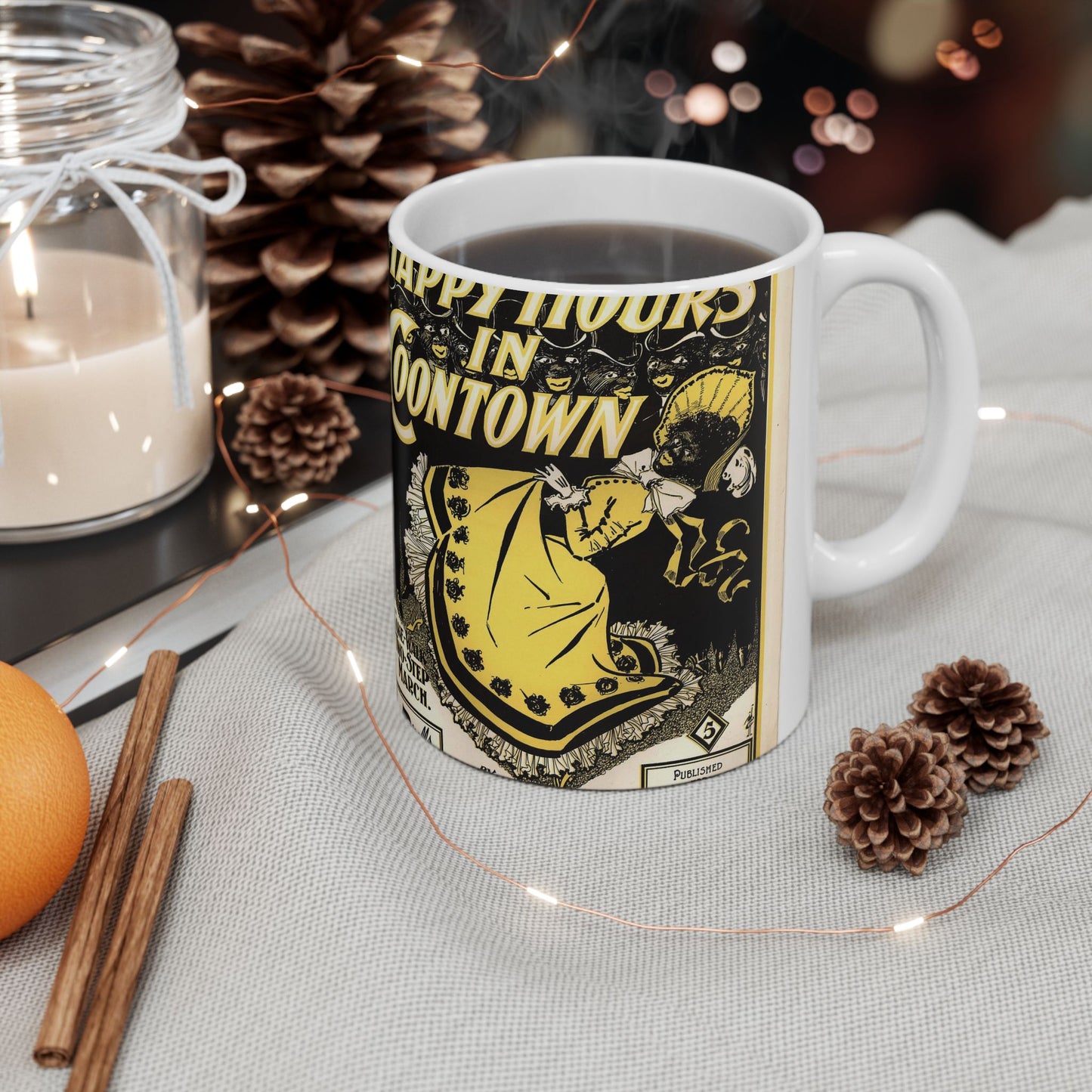 Happy hours in Coontown - Public domain American sheet music Beautiful Novelty Ceramic Coffee Mug 11oz