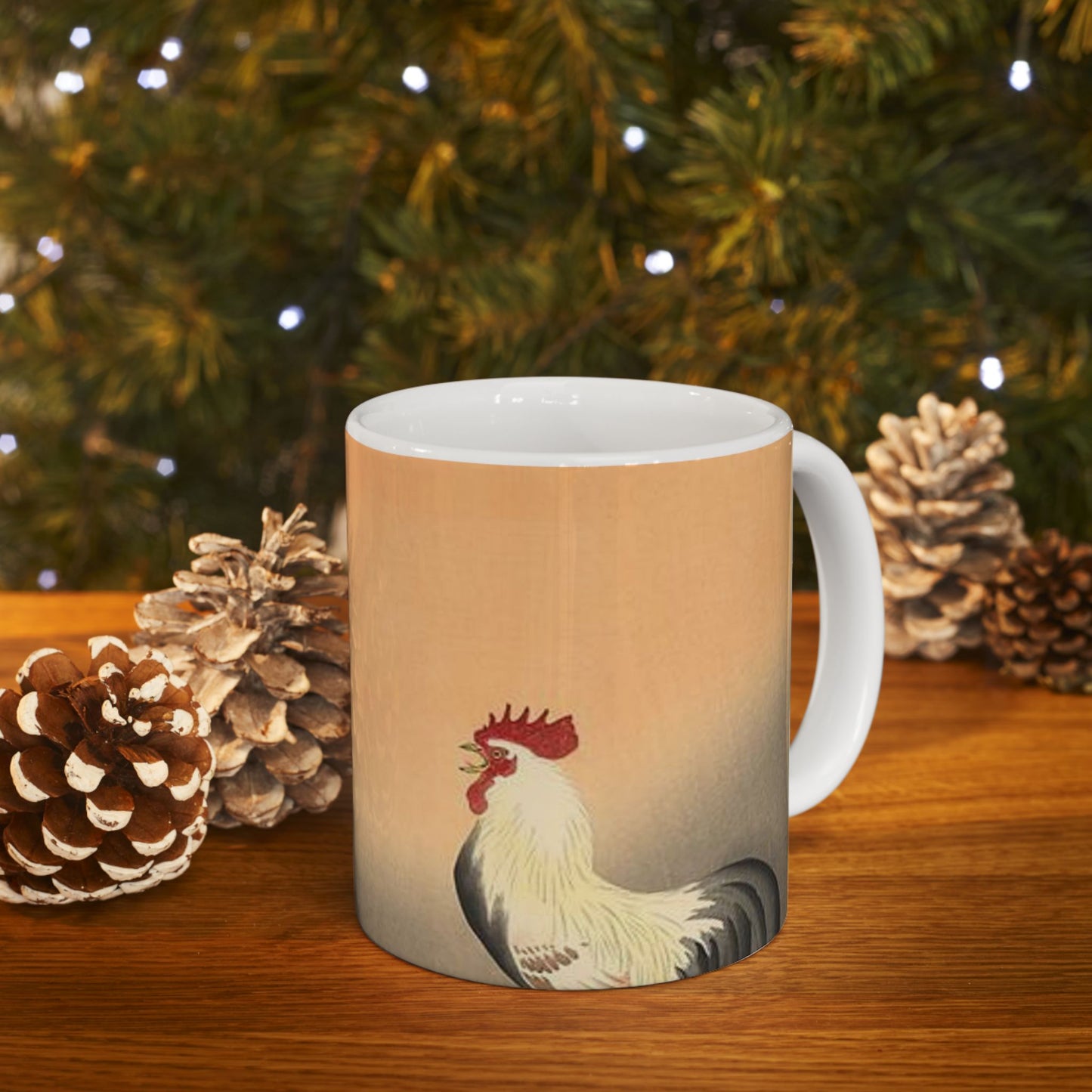 Koson - rooster-and-hen-at-sunrise, Ohara Koson Beautiful Novelty Ceramic Coffee Mug 11oz