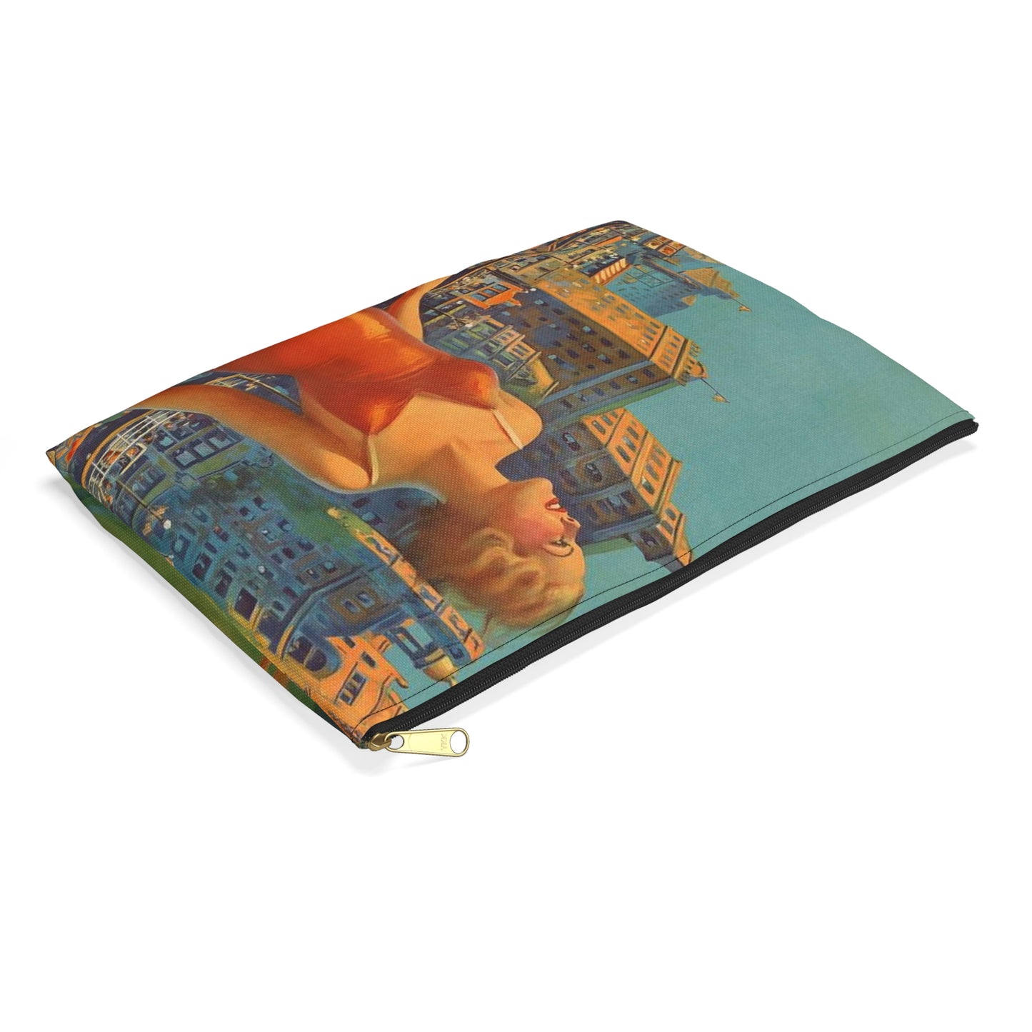 Atlantic City— America’s All-Year Resort, Pennsylvania Railroad, painting by Edward Mason Eggleston Large Organizer Pouch with Black Zipper