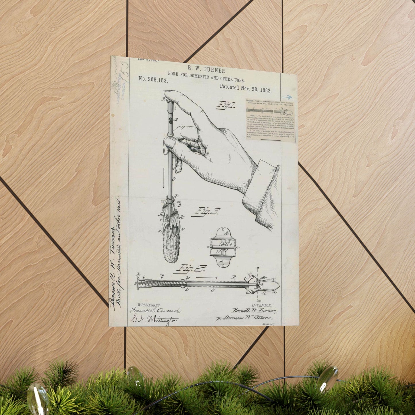 Patent drawing - for R. W. Turner's Fork for Domestic and Other Uses Public domain  image High Quality Matte Wall Art Poster for Home, Office, Classroom