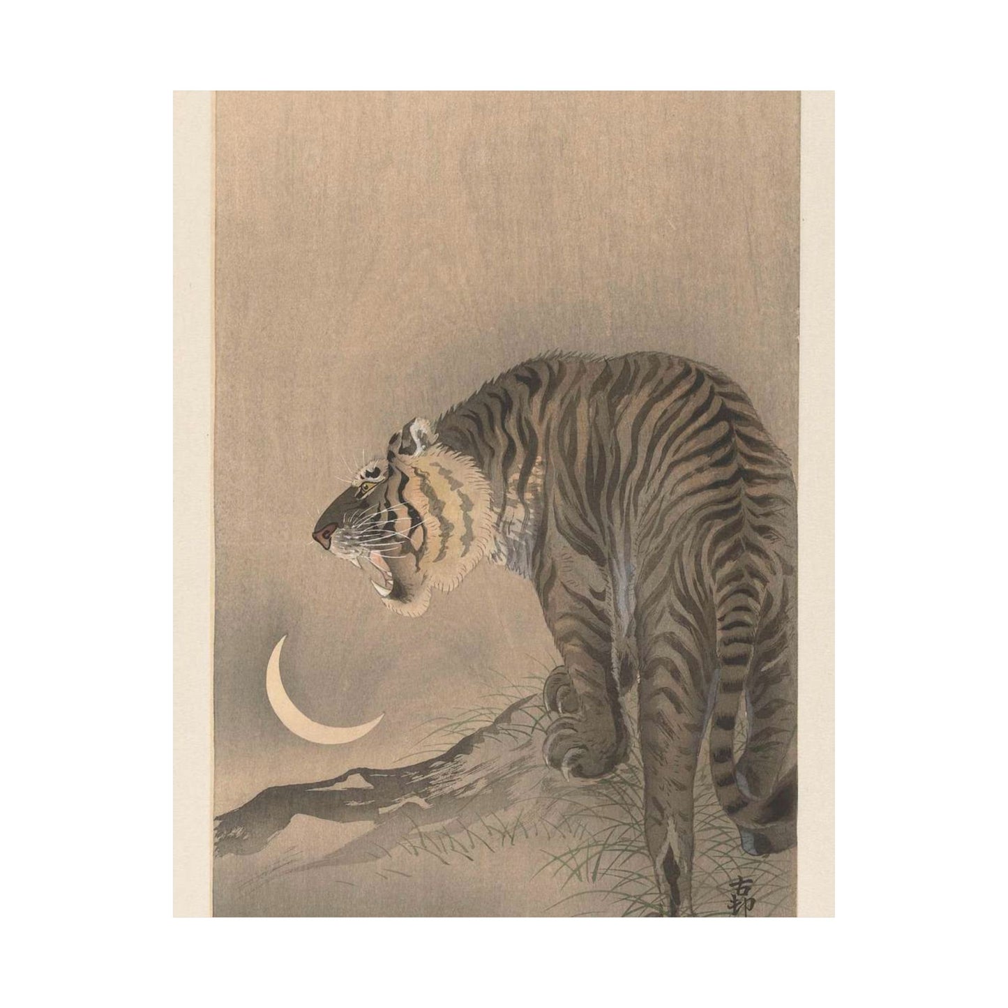 Brullende tijger, Ohara Koson - Rijksmuseum public domain dedication image High Quality Matte Wall Art Poster for Home, Office, Classroom