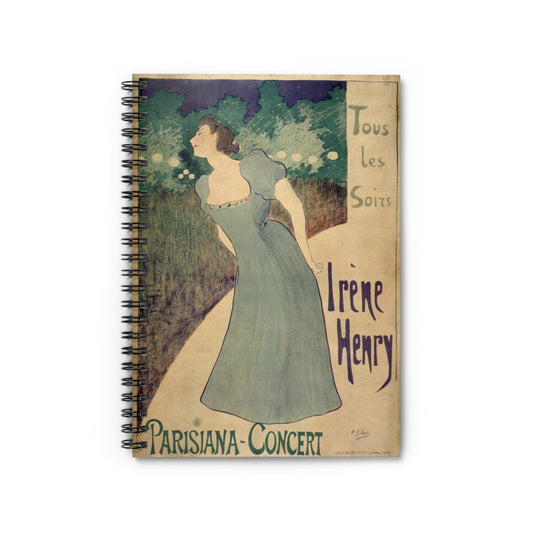 Irène Henry poster - Drawing. Public domain image. Spiral Bound Ruled Notebook with Printed Cover