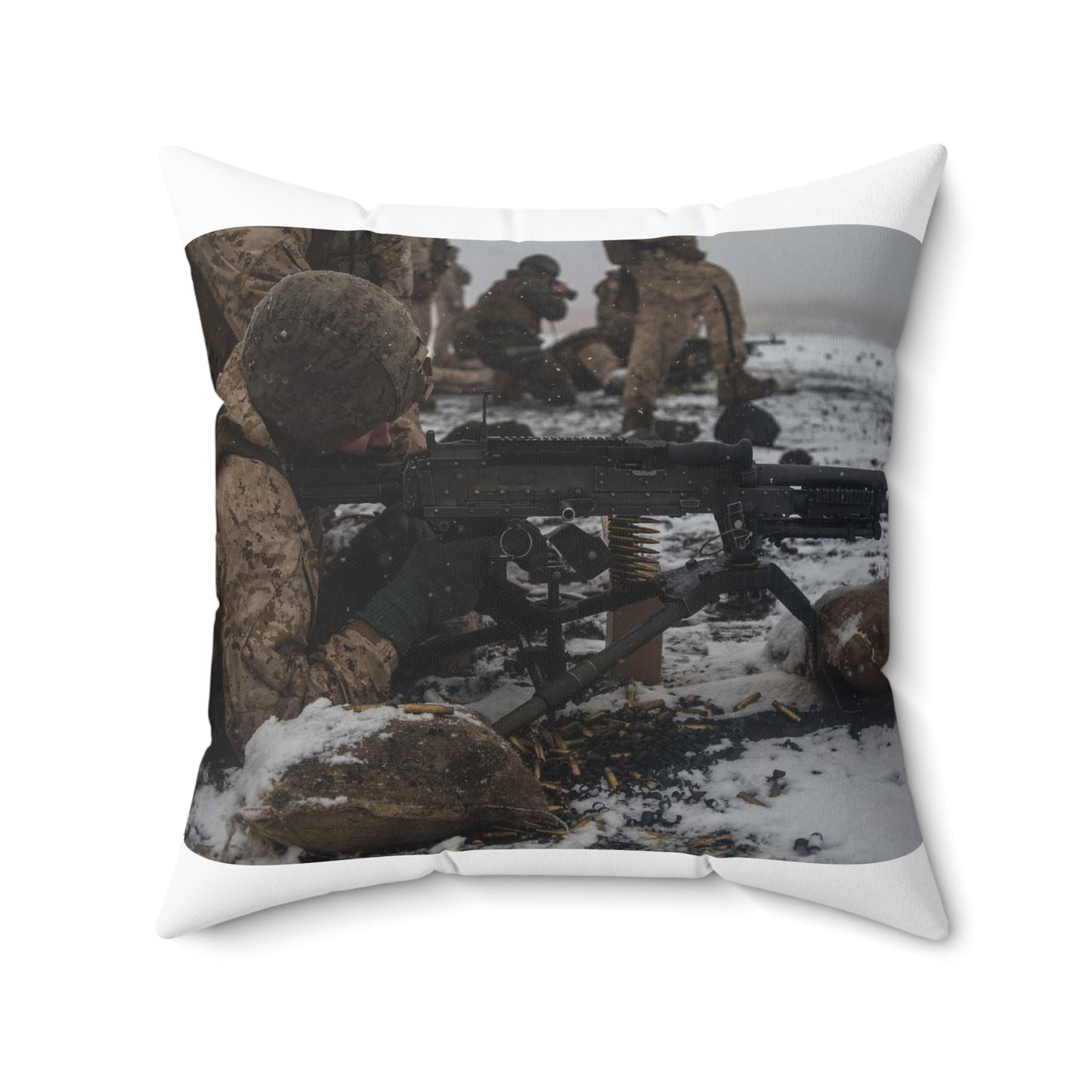 U.S. Marine Corps Lance Cpl. Jimmy Medders, a machine Decorative Accent Square Pillow