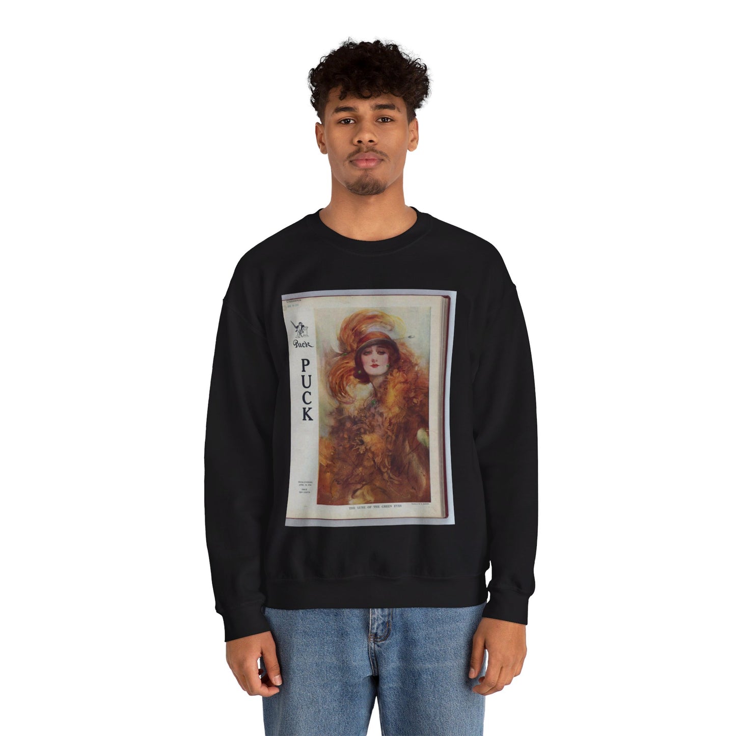 The lure of the green eyes / painted by W.H. Barribal. Black Heavy Blend Adult Crew Neck SweatShirt