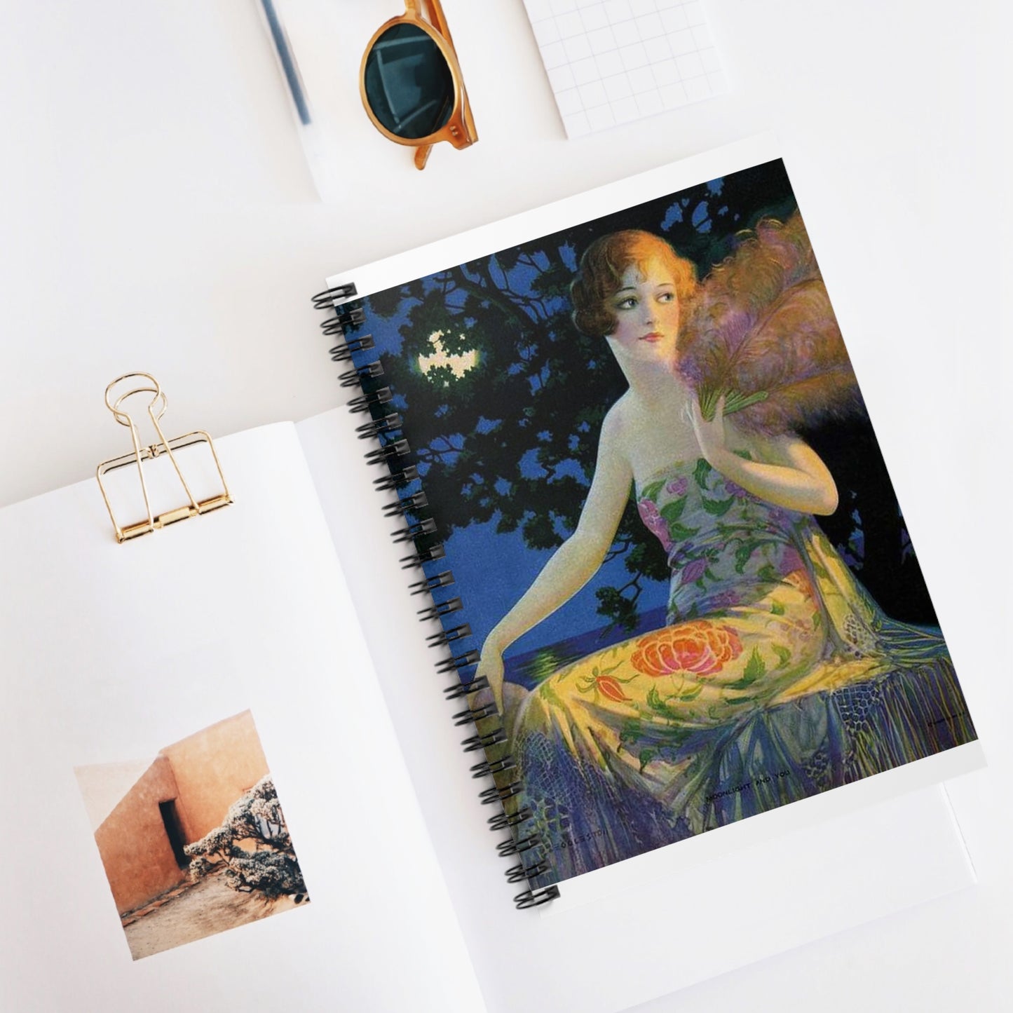 Moonlight and You, print from painting by Edward Mason Eggleston, 1928 Spiral Bound Ruled Notebook with Printed Cover