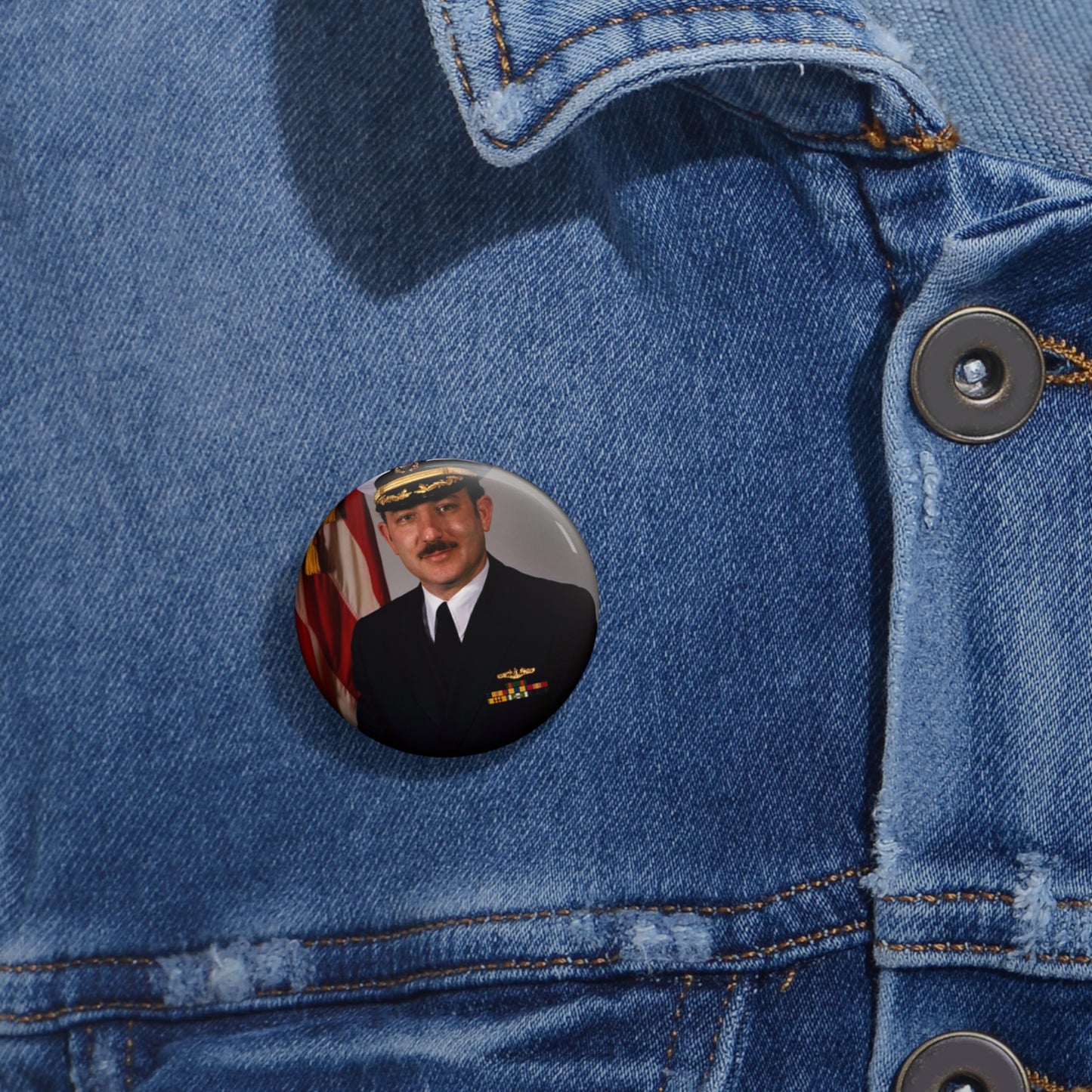 Commander Joel M. Greenberg, USN (covered) Pin Buttons with Crisp Design