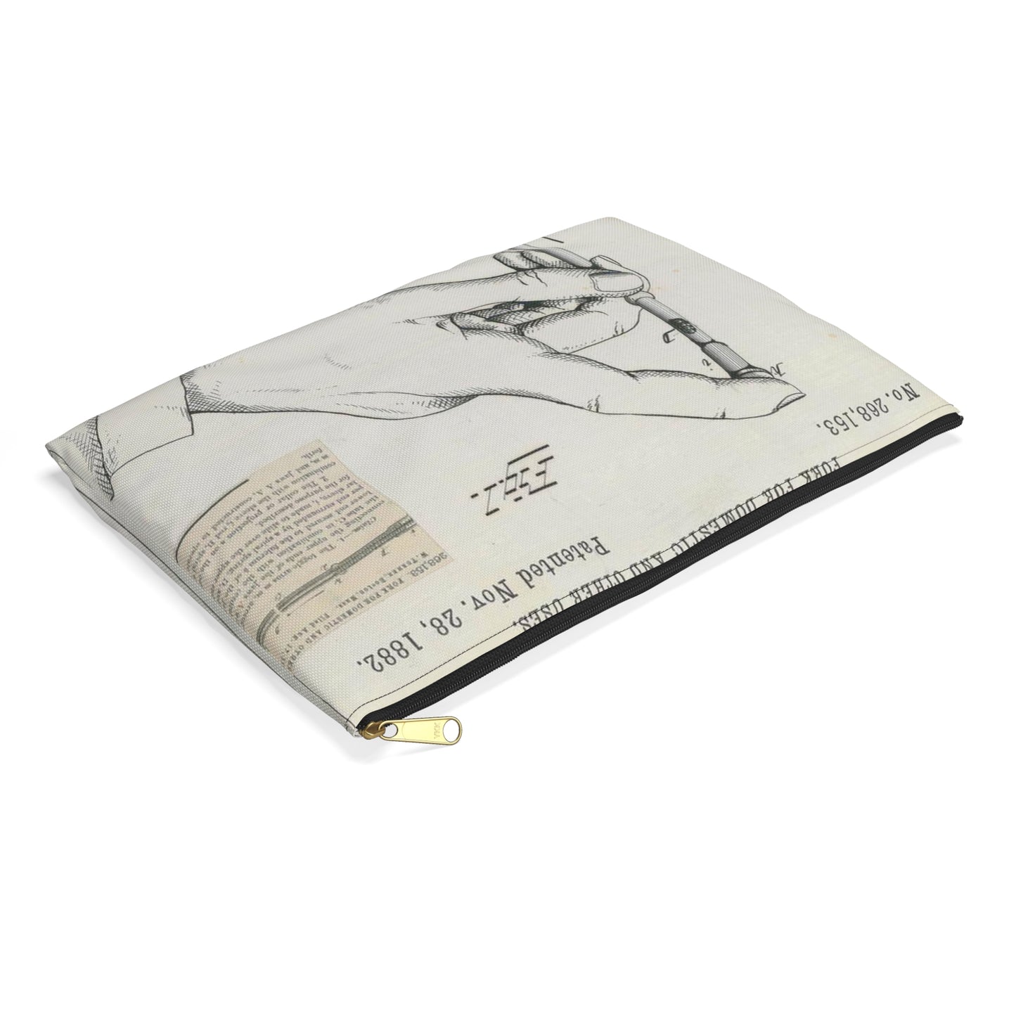 Patent drawing - for R. W. Turner's Fork for Domestic and Other Uses Public domain  image Large Organizer Pouch with Black Zipper