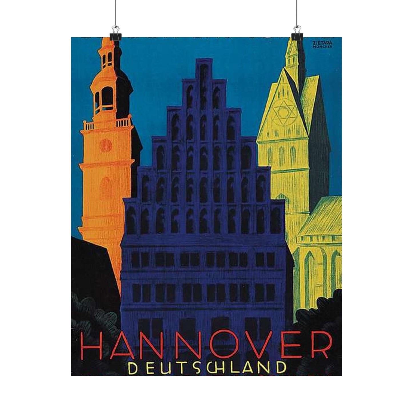 1930 circa Valentin Zietara Plakat Hannover, die Großstadt im Grünen High Quality Matte Wall Art Poster for Home, Office, Classroom