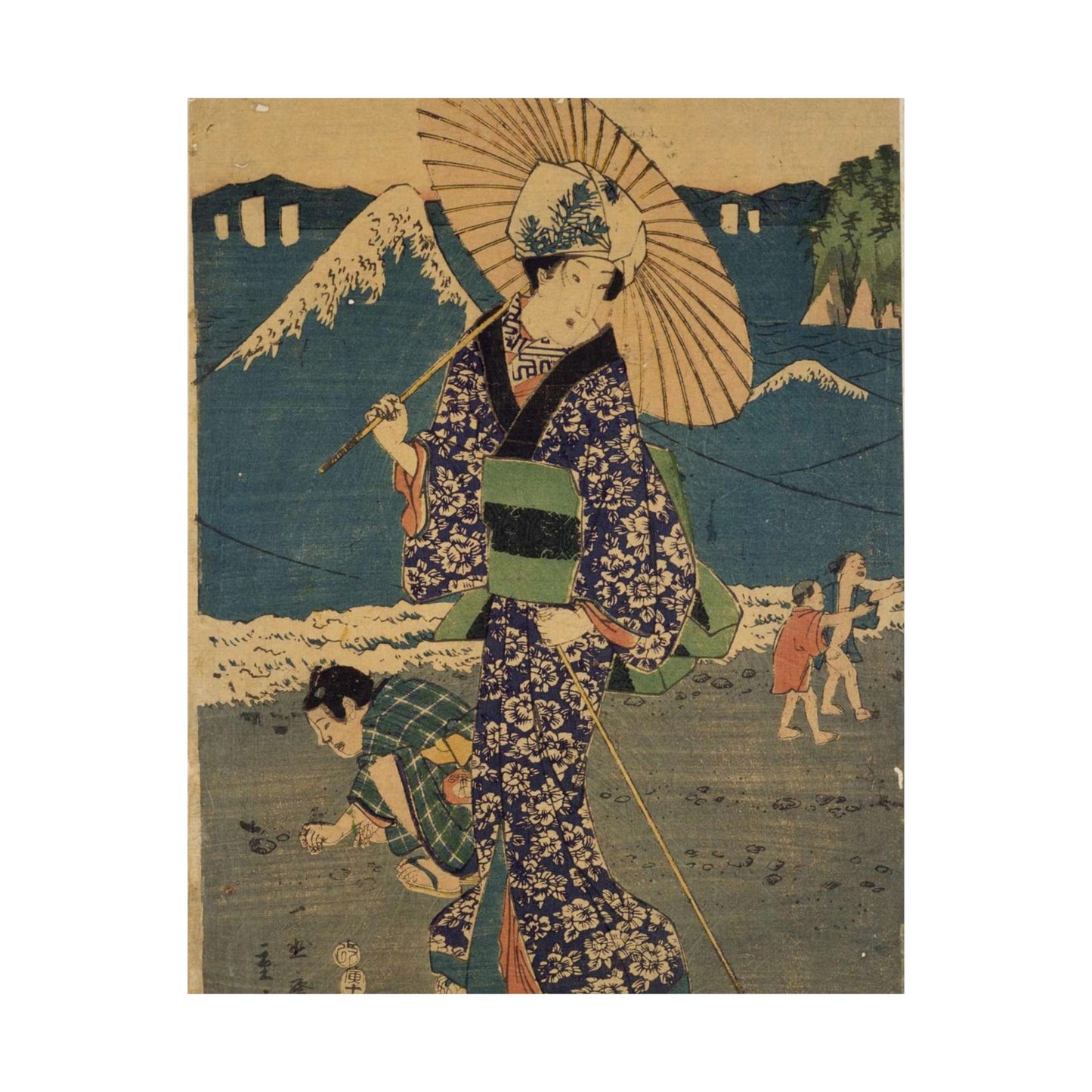 NDL-DC 1301718 03-Utagawa Hiroshige II-相州江のしま詣之図-安政1-crd High Quality Matte Wall Art Poster for Home, Office, Classroom