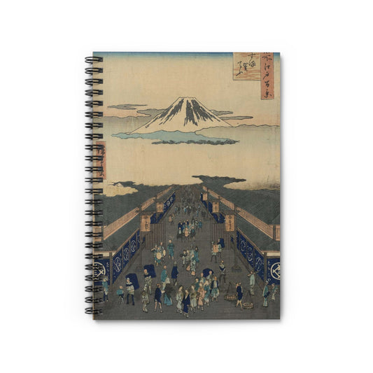 Surugachō, Andō Hiroshige, depicting Mount Fuji Spiral Bound Ruled Notebook with Printed Cover