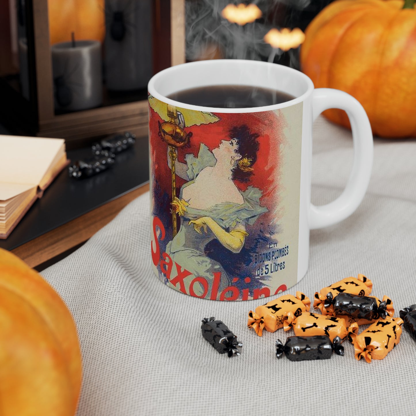 Affiche pour la "Saxoléine". - Art nouveau public domain poster Beautiful Novelty Ceramic Coffee Mug 11oz