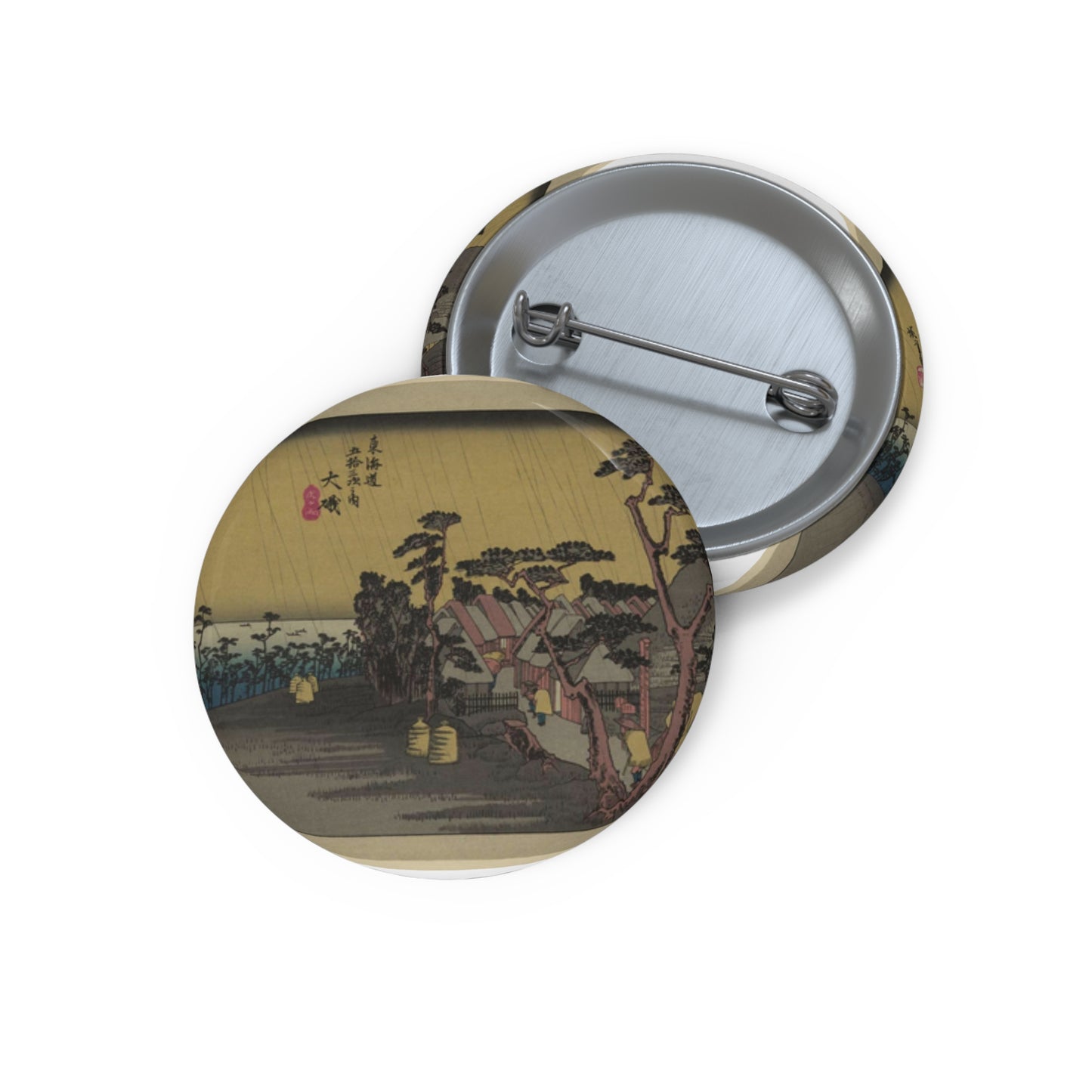 Utagawa Hiroshige - Oiso, Andō Hiroshige - Ukiyo e print Pin Buttons with Crisp Design