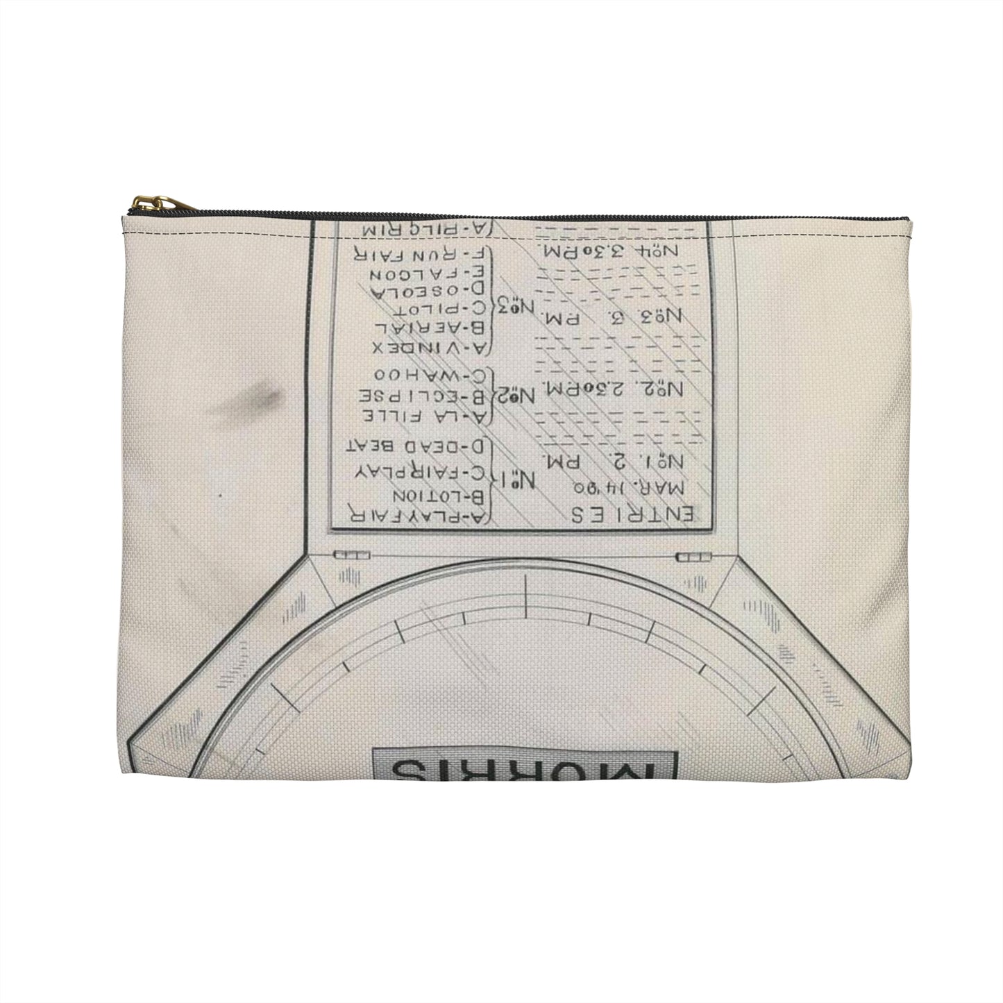 Patent drawing - for S. D. Mott's Racing Indicator Public domain  image Large Organizer Pouch with Black Zipper