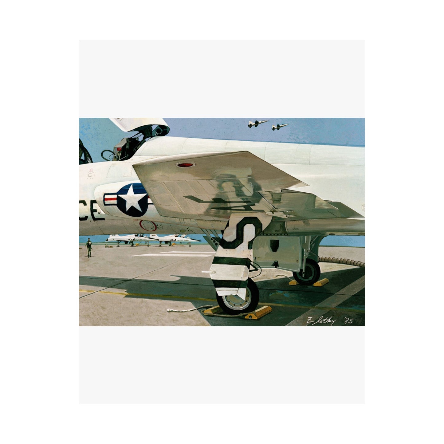 Artwork: "T-38 Flight Line, Vance AFB". Artist: David Zlotky High Quality Matte Wall Art Poster for Home, Office, Classroom